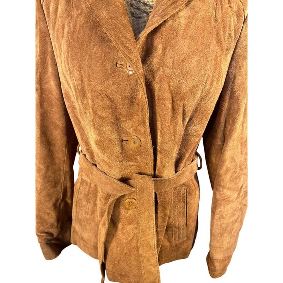 Vintage Brown Suede Womens Blazer Jacket By Bermans Size 14 - Picture 11 of 14